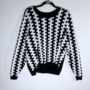 Black and White Geometric Women's Sweater